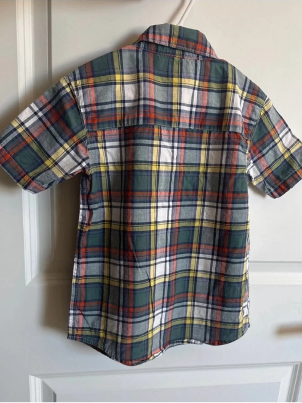 Carter's Green Orange Yellow Plaid Short Sleeve Button-Down Shirt